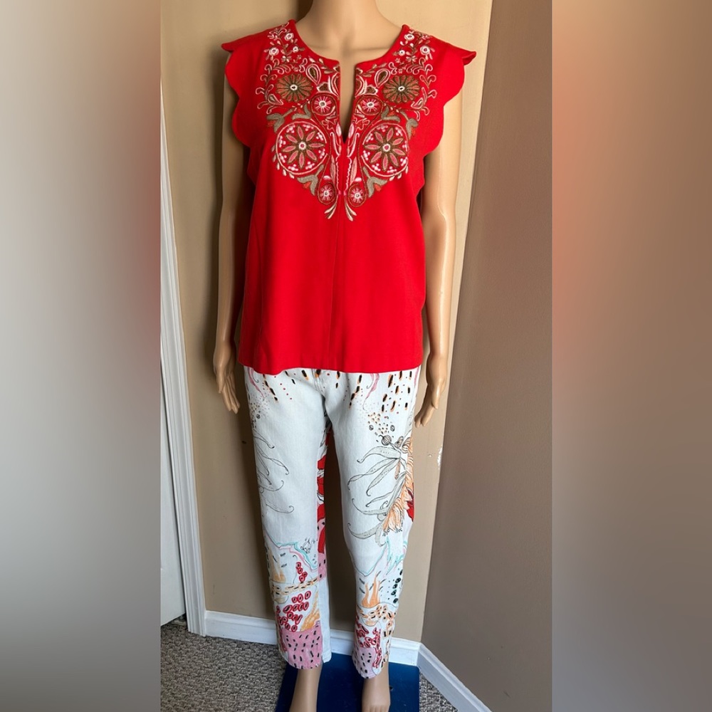 Cutout Ruffled Sleeves Top M - Picture 2 of 10